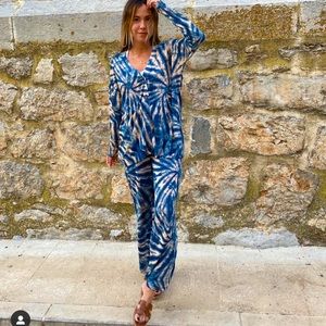 Zara 2 Piece Tie dye high waisted knit Cardigan & Trouser Co Ord Set